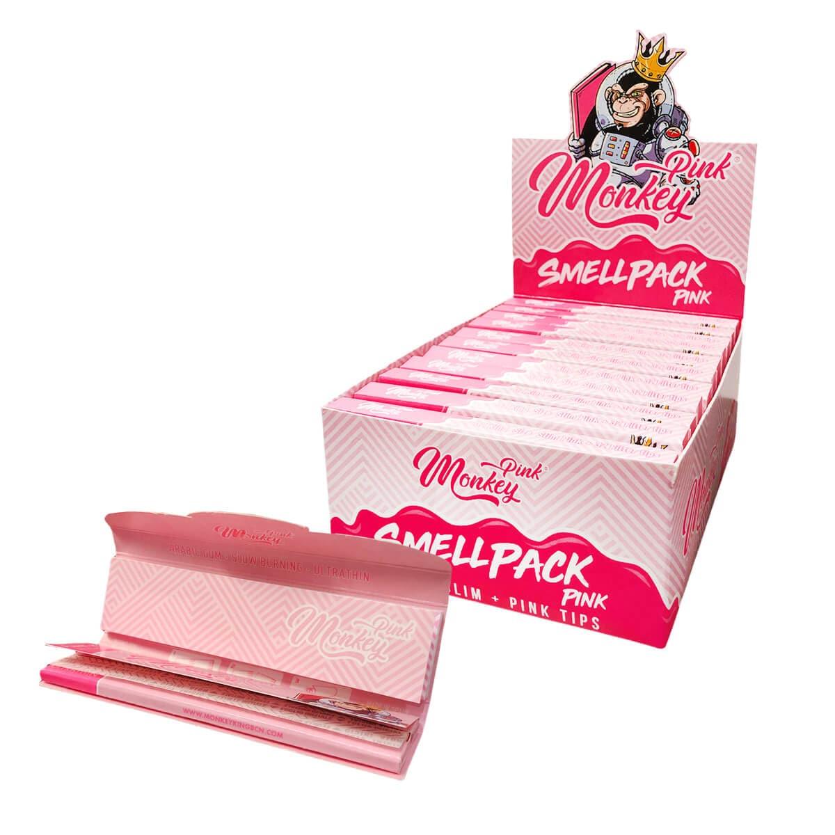 Monkey King Smellpack- KS Rolling Paper with Tips- Pink - HAPPYTRAIL