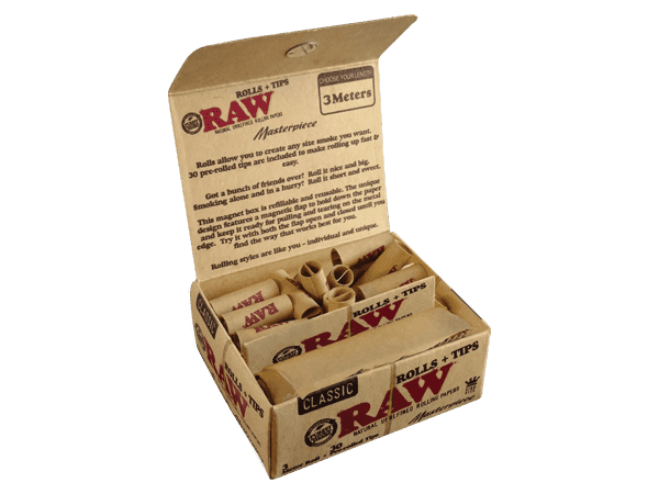 RAW Classic Masterpiece - 3mtr Roll & 30 Pre-Rolled Tips - HAPPYTRAIL