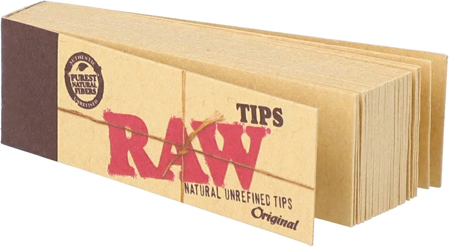RAW Natural Unrefined Cigarette Rolling Tips- 50 Tips/pack - HAPPYTRAIL