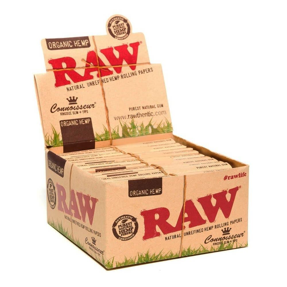 RAW Organic Hemp Connoisseur Rolling Papers with Tips - HAPPYTRAIL