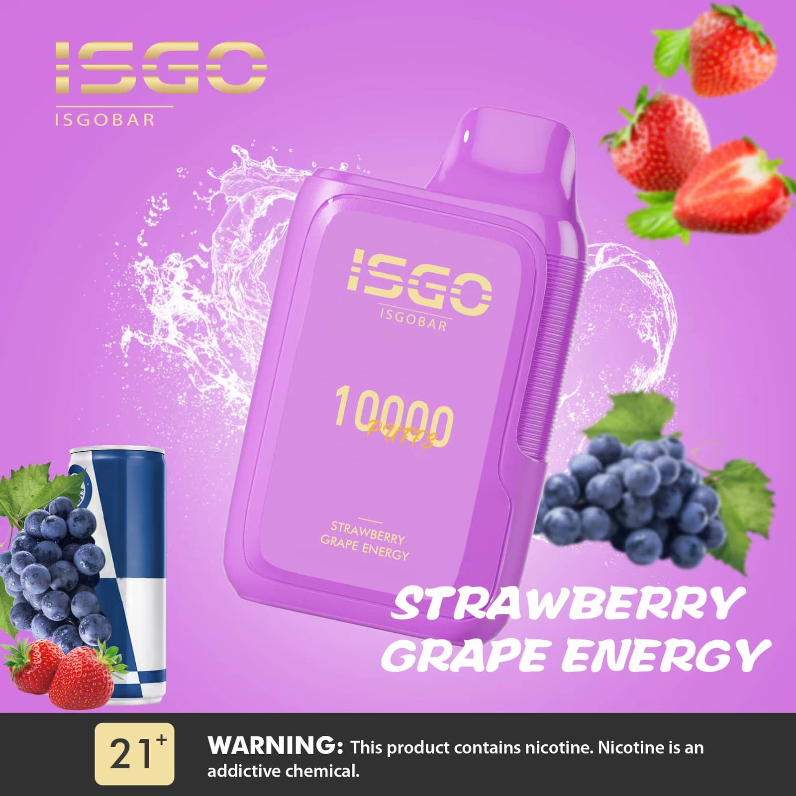 ISGO BAR 10000 - STRAWBERRY GRAPE ENERGY