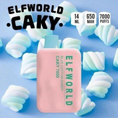 Elf World Caky Vape - Blue Cotton Candy (7000 Puffs) - HAPPYTRAIL