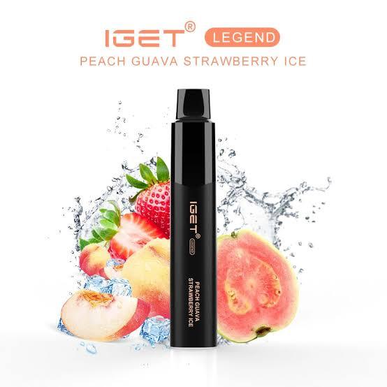 IGET (Legend) Flavour- Peach Guava Strawberry Ice- 4000 Puffs - HAPPYTRAIL