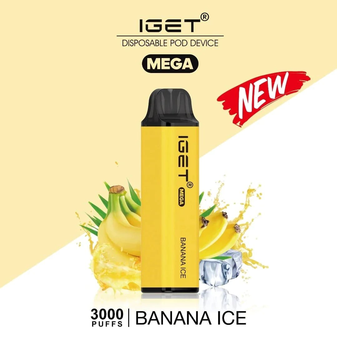 IGET (Mega) Flavour- Banana Ice- 3000 Puffs - HAPPYTRAIL