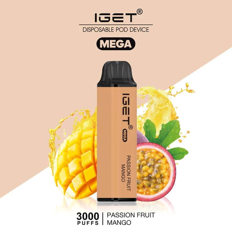 IGET (Mega) Flavour- Passion Fruit Mango 3000 Puffs - HAPPYTRAIL