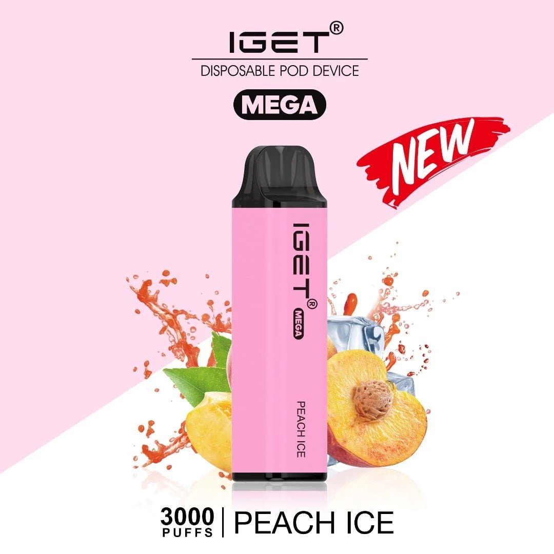 IGET (Mega) Flavour- Peach Ice- 3000 Puffs - HAPPYTRAIL