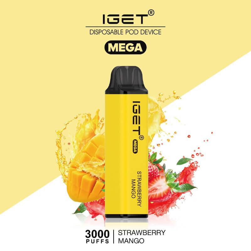 IGET (Mega) Flavour- Strawberry Mango- 3000 Puffs - HAPPYTRAIL