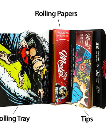 Monkey King's Mixer Pack Rolling Papers + Tips +Rolling Tray - HAPPYTRAIL