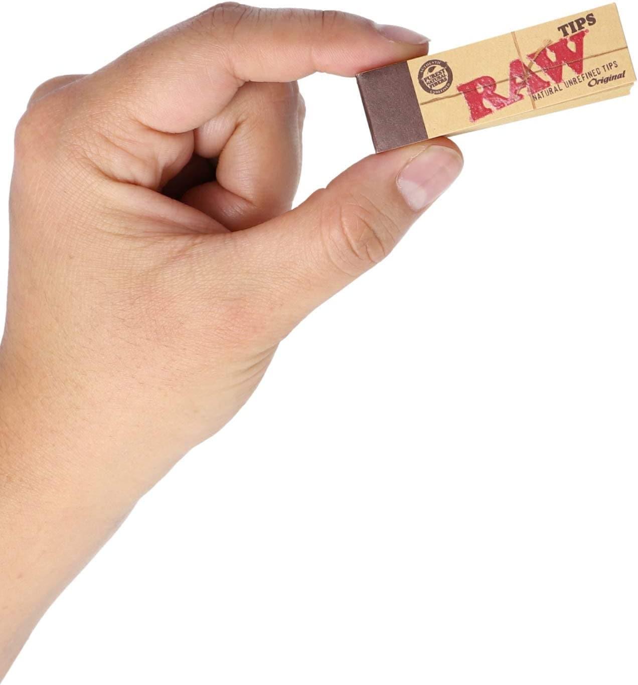 RAW Natural Unrefined Cigarette Rolling Tips- 50 Tips/pack - HAPPYTRAIL