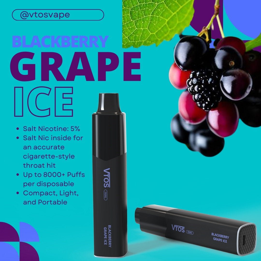 VTOS Prime 8000 Puffs - BlackBerry Grape Ice - HAPPYTRAIL