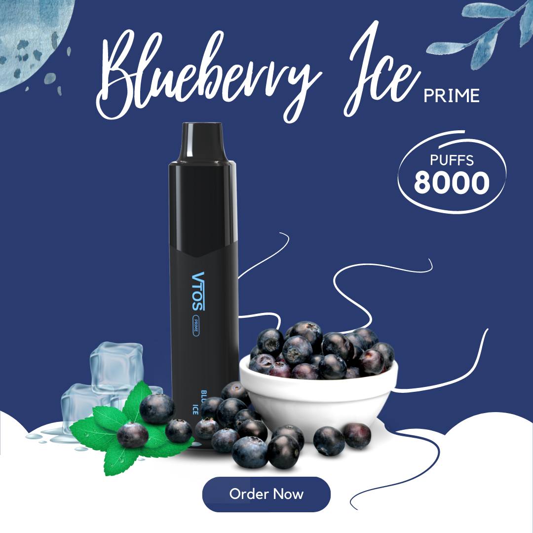 VTOS Prime 8000 Puffs - BlueBerry Ice - HAPPYTRAIL