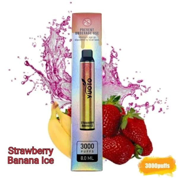 Yuoto Vape - Luscious Strawberry Banana Ice (3000 Puffs) - HAPPYTRAIL